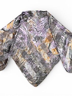 Vintage Esprit Animal Print Scarf in Lavender, Gold & Black